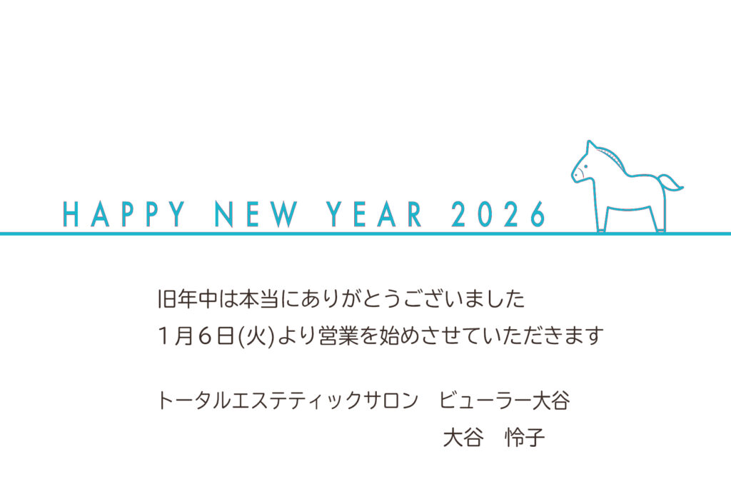 新年あけましておめでとうございます＿＿肌質体質改善エステ＿ビューラー大谷